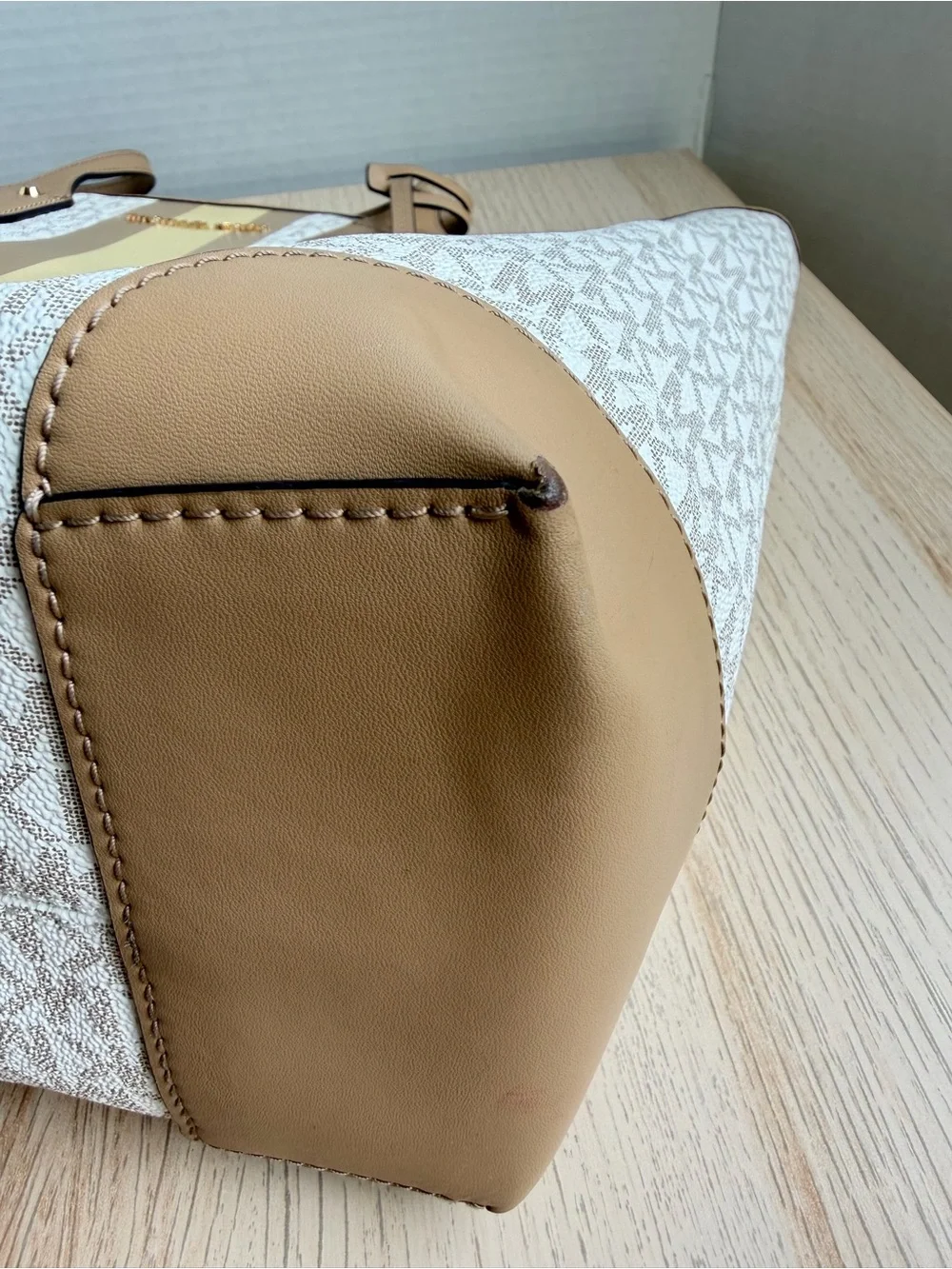 Michael Kors Eva Large Monogram Shopper Tote Vanilla Multi